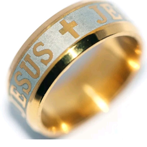 UNISEX/MENS JESUS WEDDING BAND RING/GIFT SZ 8 - Picture 1 of 5